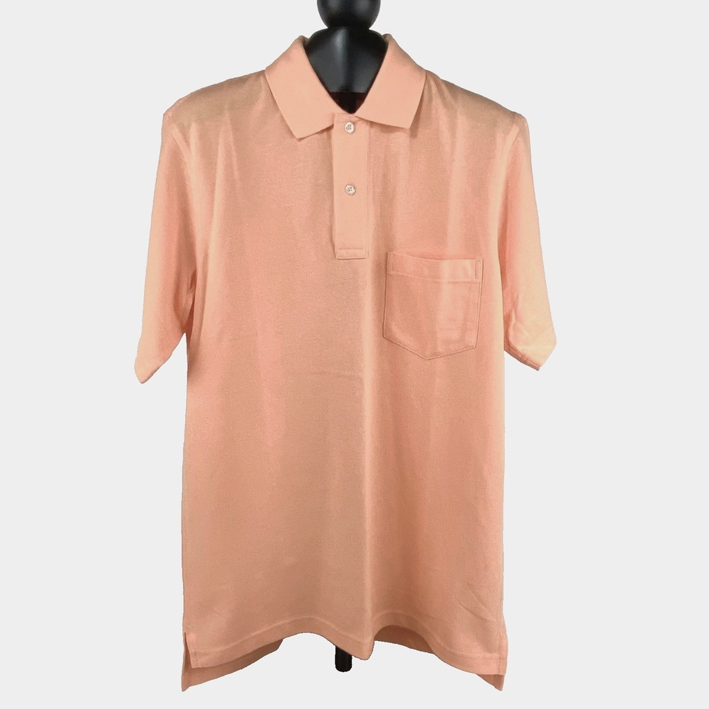 NEW Lands' End Short Sleeve Polo Shirt Men's MT 38-40 Soft Orange Cotton Soft